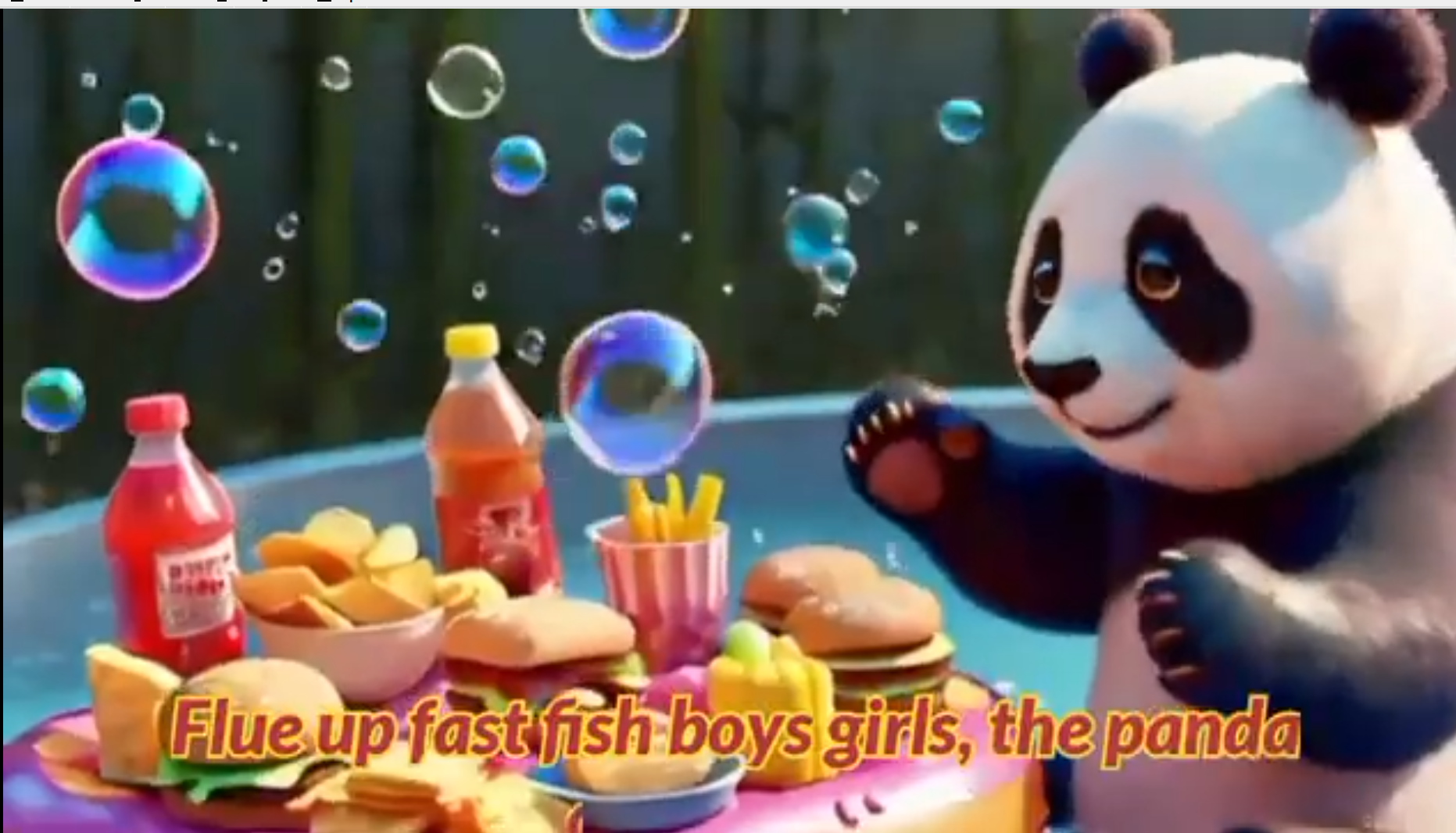 Cute panda and hamburger